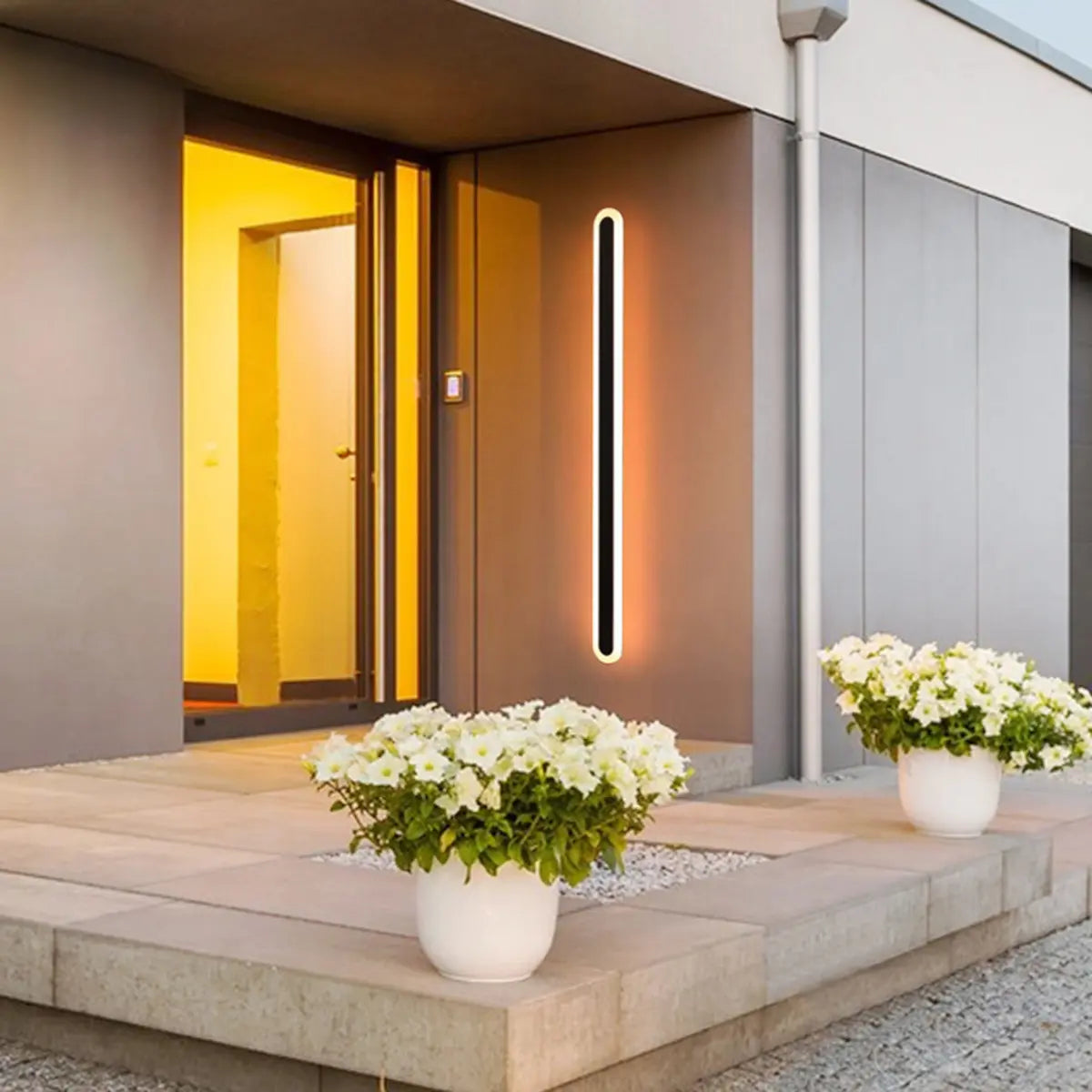 Modern Metal Long Strip Outdoor Wall Light Black Large Image - 4