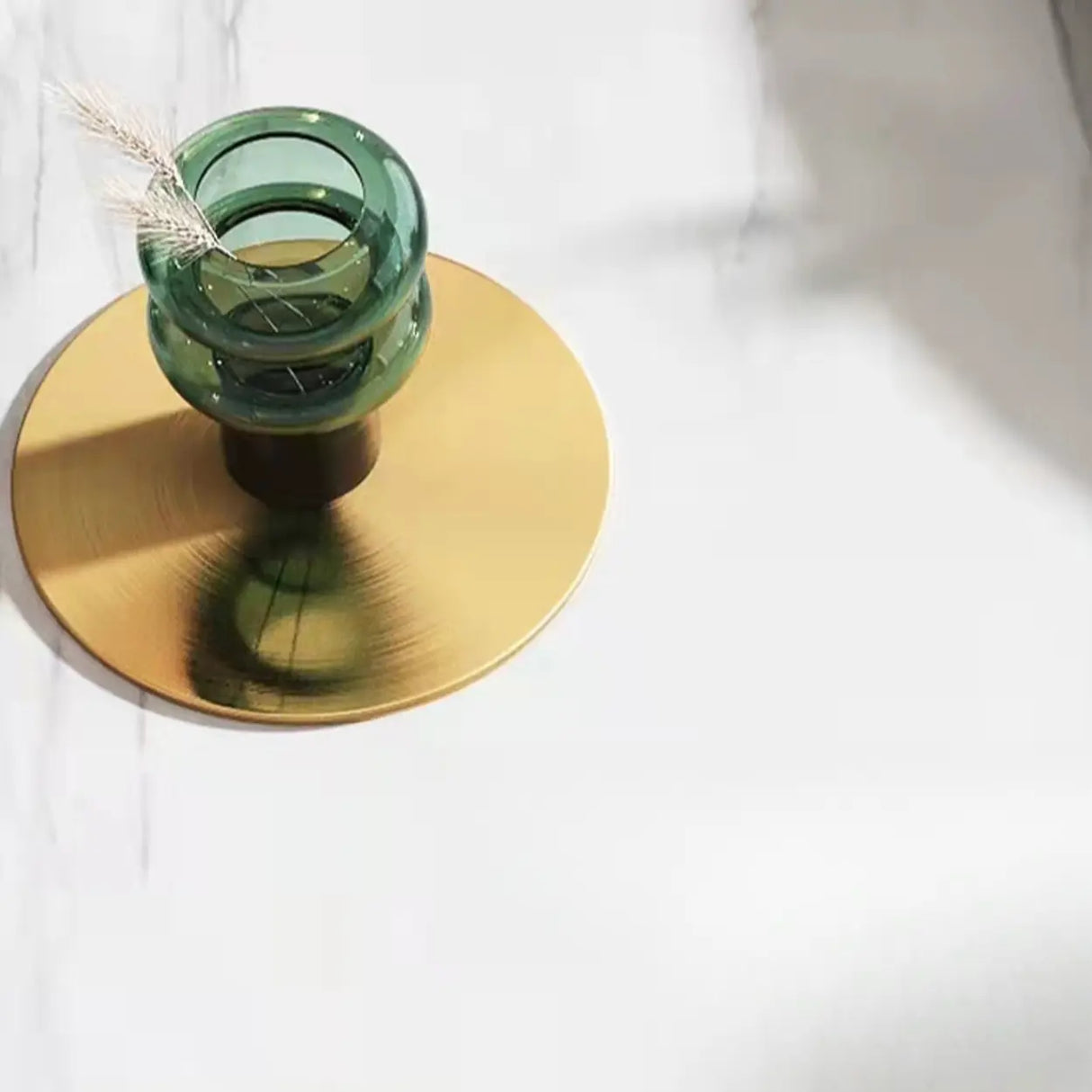 Modern Metal Marble Top Ribbed Pedestal Side Table Image - 8