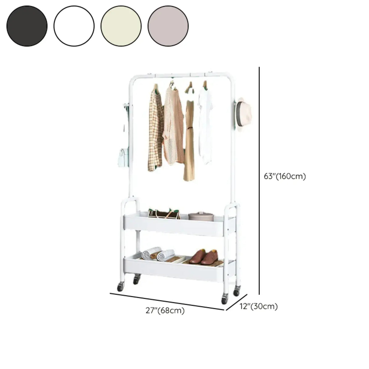 Modern Metal Portable Coat Rack with Storage Shelves Image - 20