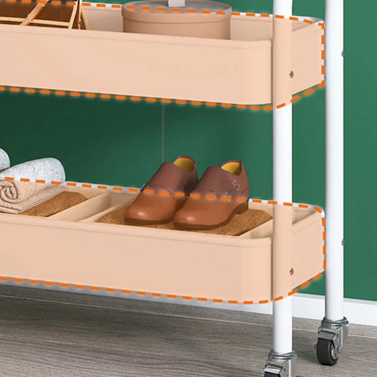 Modern Metal Portable Coat Rack with Storage Shelves Image - 4