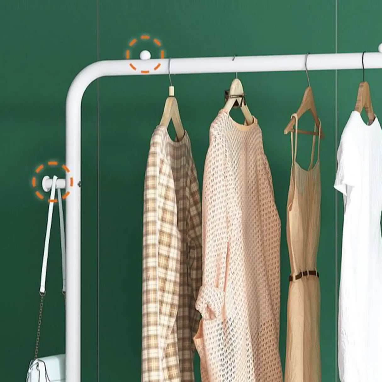 Modern Metal Portable Coat Rack with Storage Shelves Image - 8