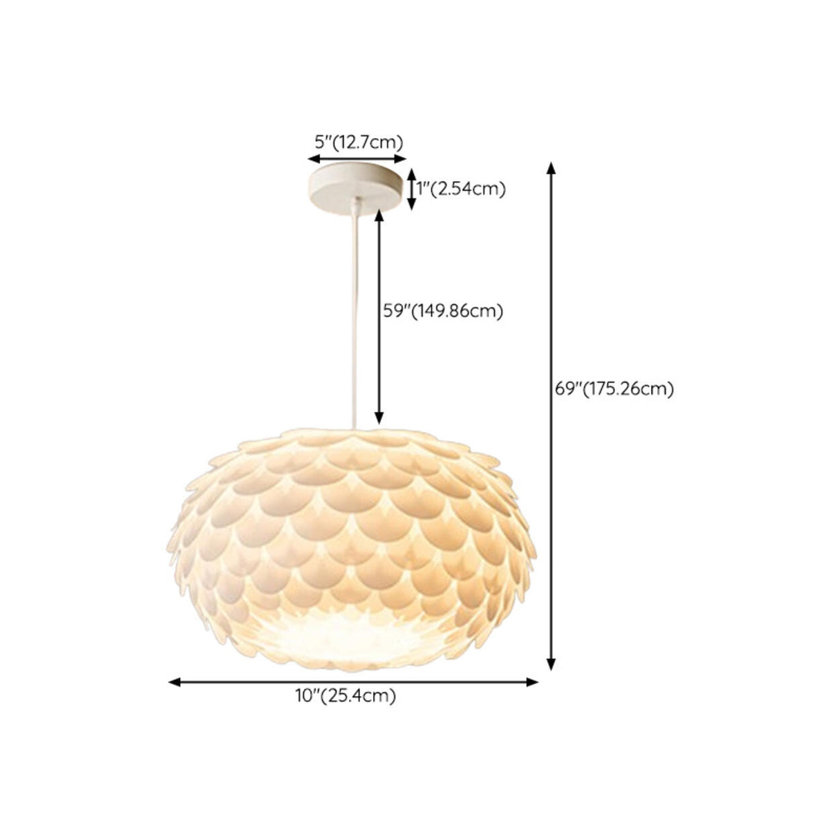 Modern Metal White Flakes Drum Bedroom Pendant Light