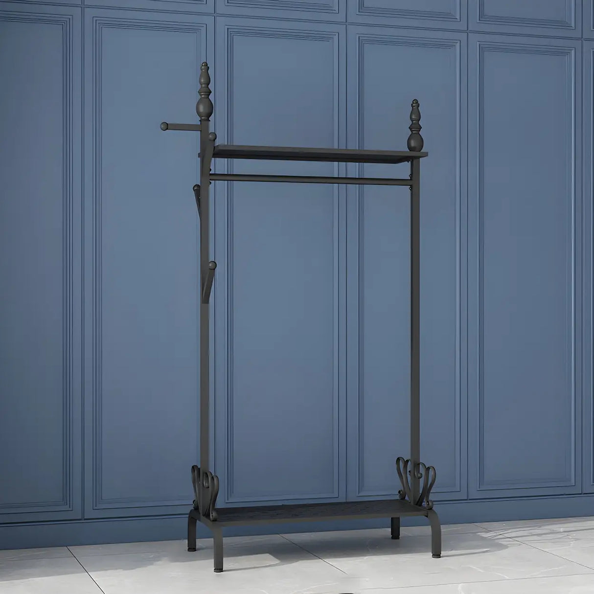 Modern Metal White Freestanding Coat Rack with Storage Image - 11