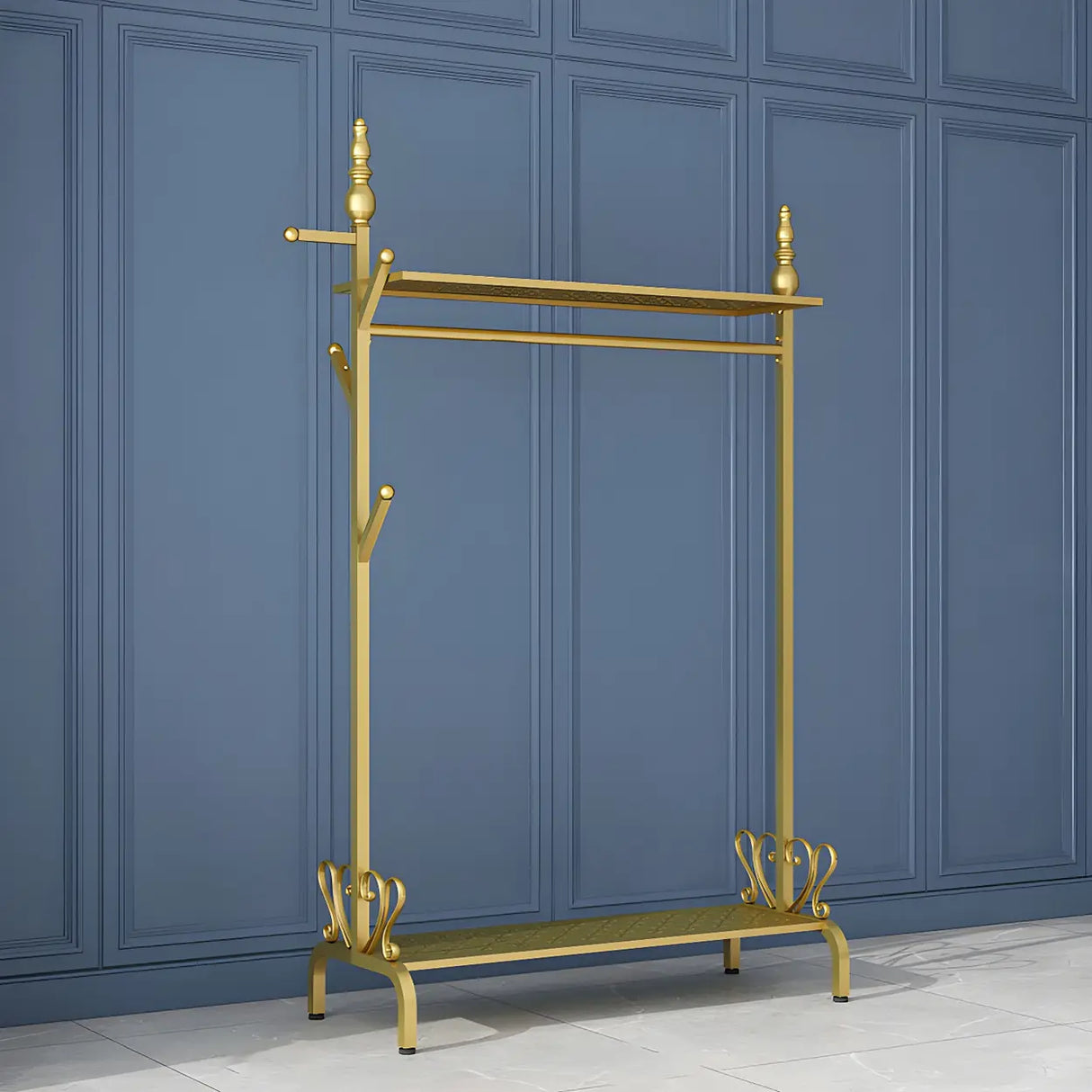 Modern Metal White Freestanding Coat Rack with Storage Image - 14