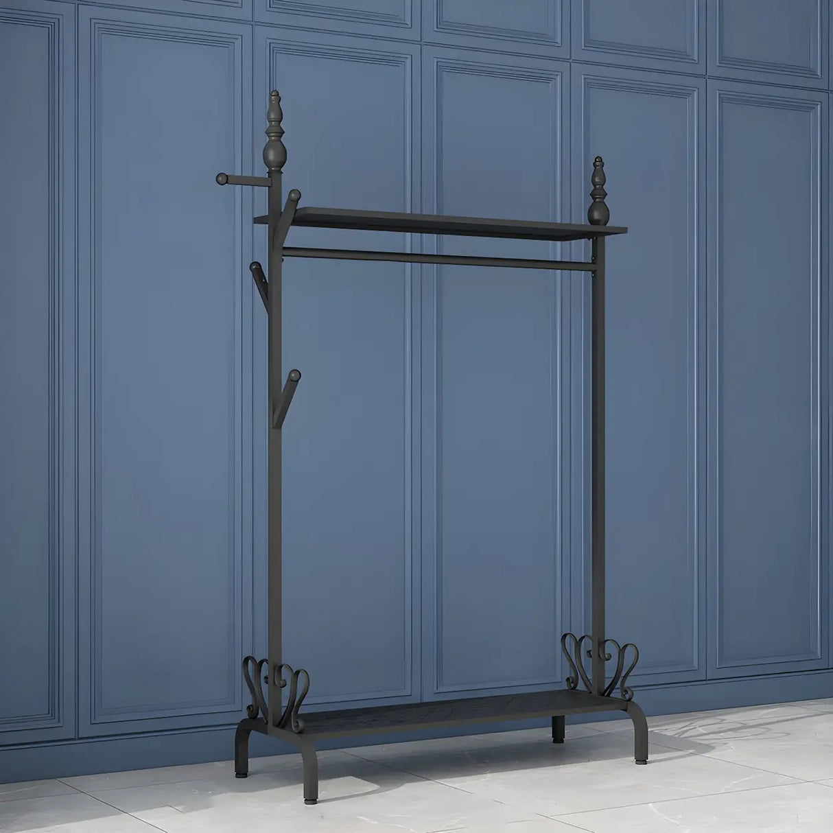 Modern Metal White Freestanding Coat Rack with Storage Image - 17