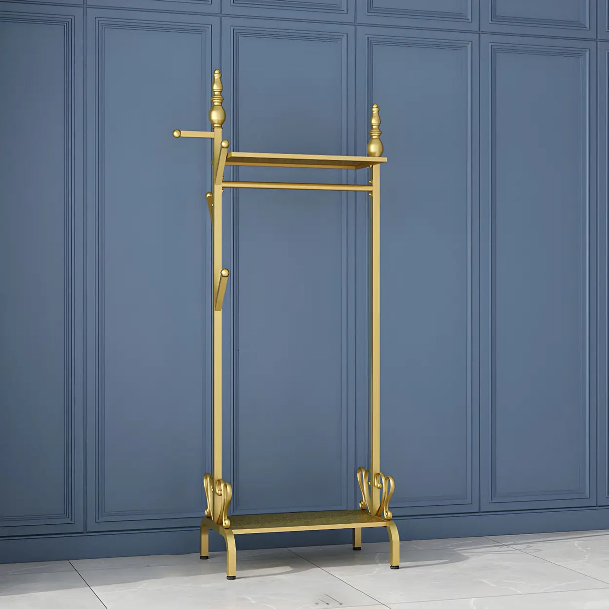 Modern Metal White Freestanding Coat Rack with Storage Image - 2