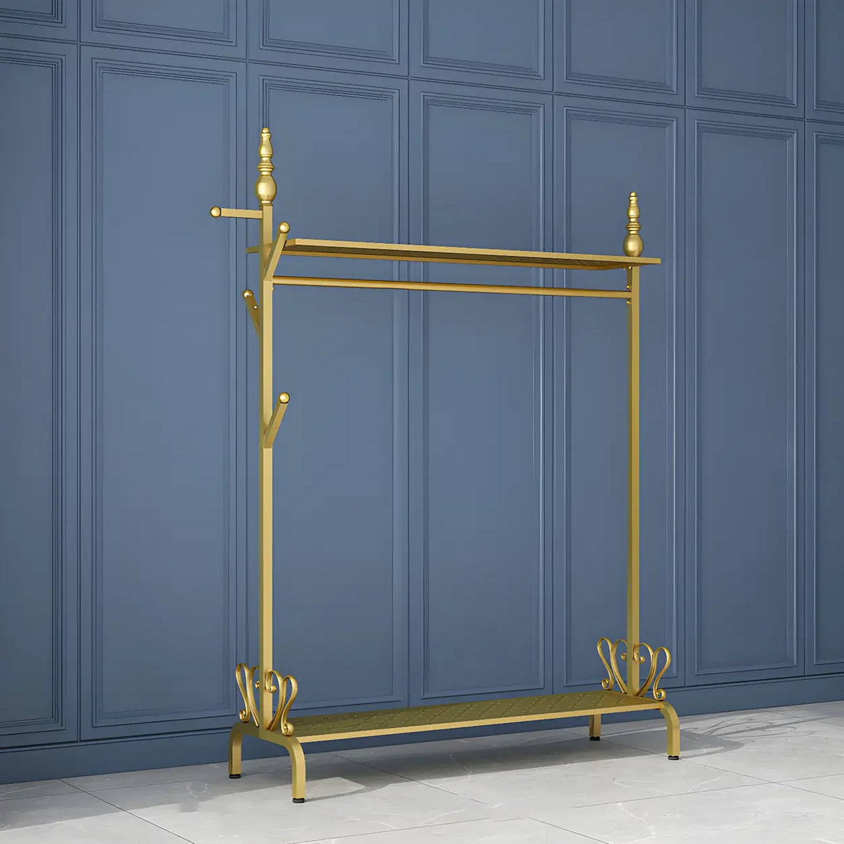 Modern Metal White Freestanding Coat Rack with Storage Image - 21