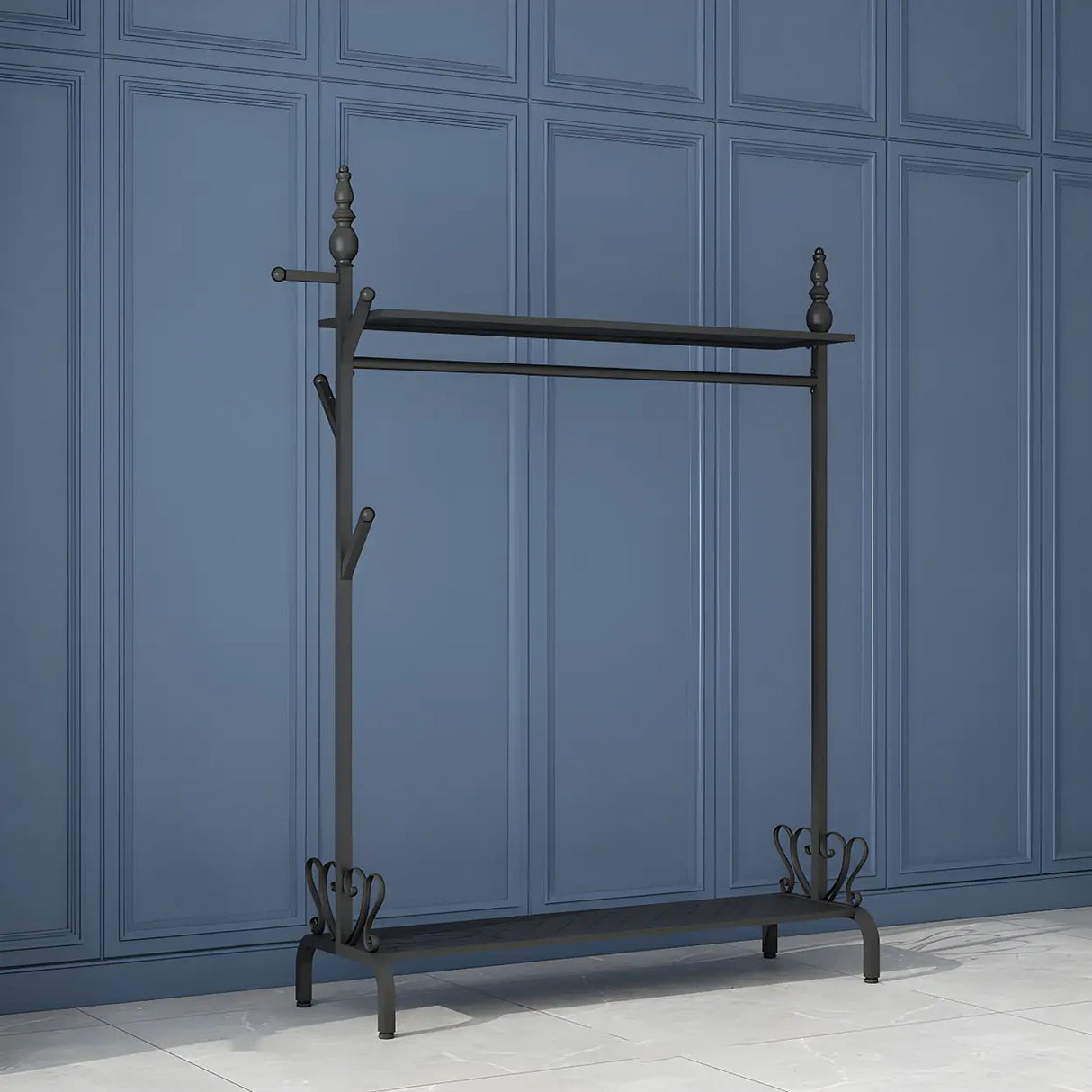 Modern Metal White Freestanding Coat Rack with Storage Image - 22