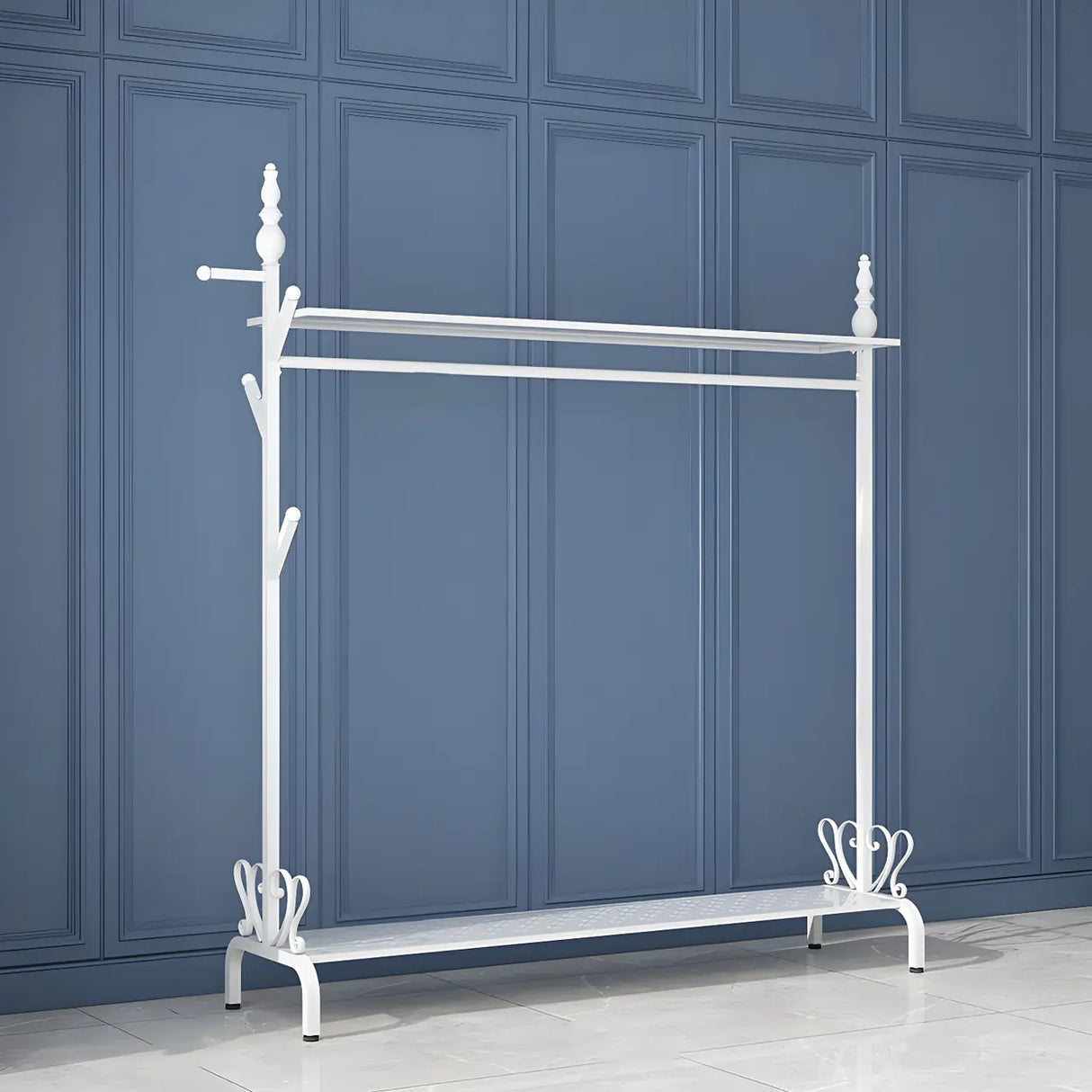 Modern Metal White Freestanding Coat Rack with Storage Image - 23