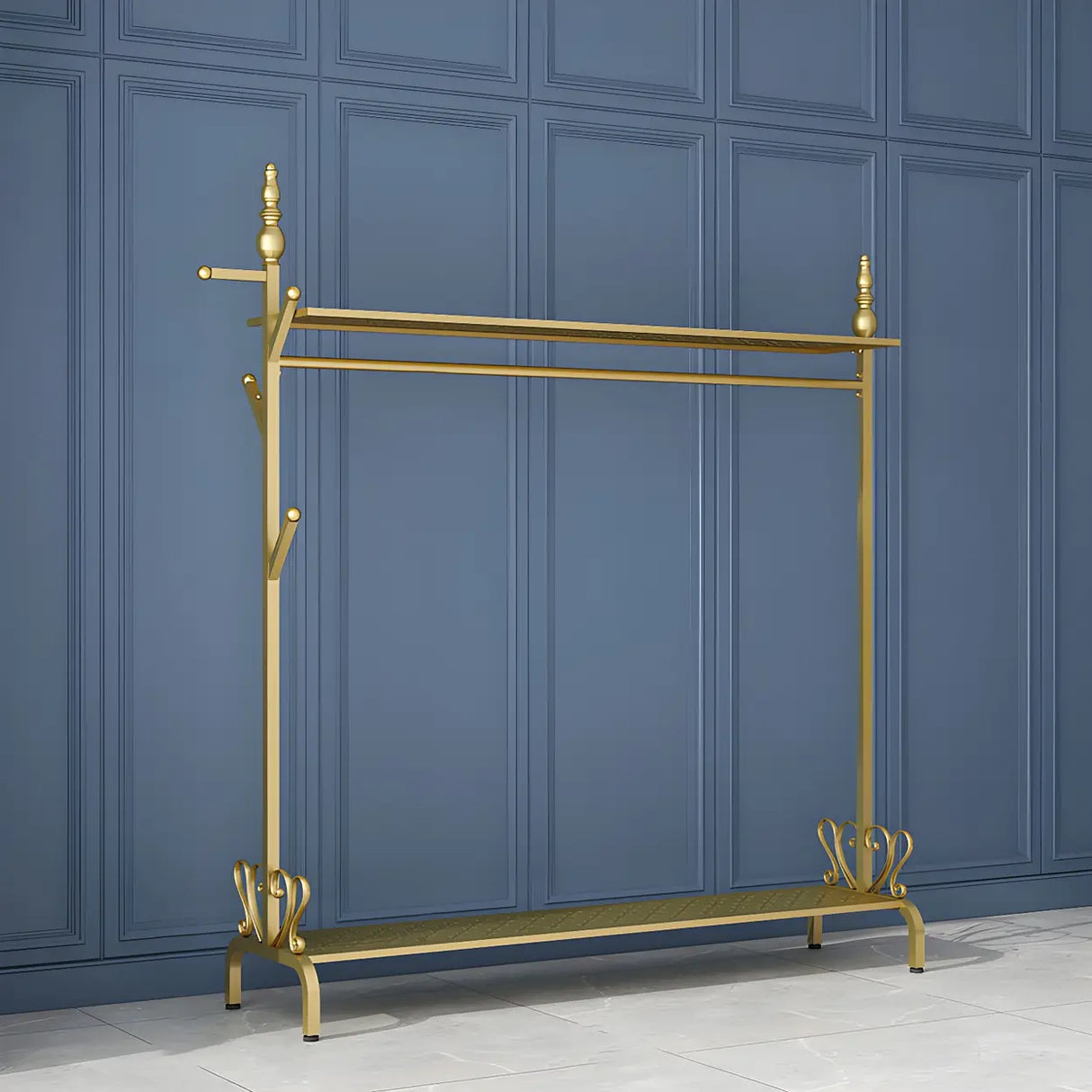 Modern Metal White Freestanding Coat Rack with Storage Image - 24