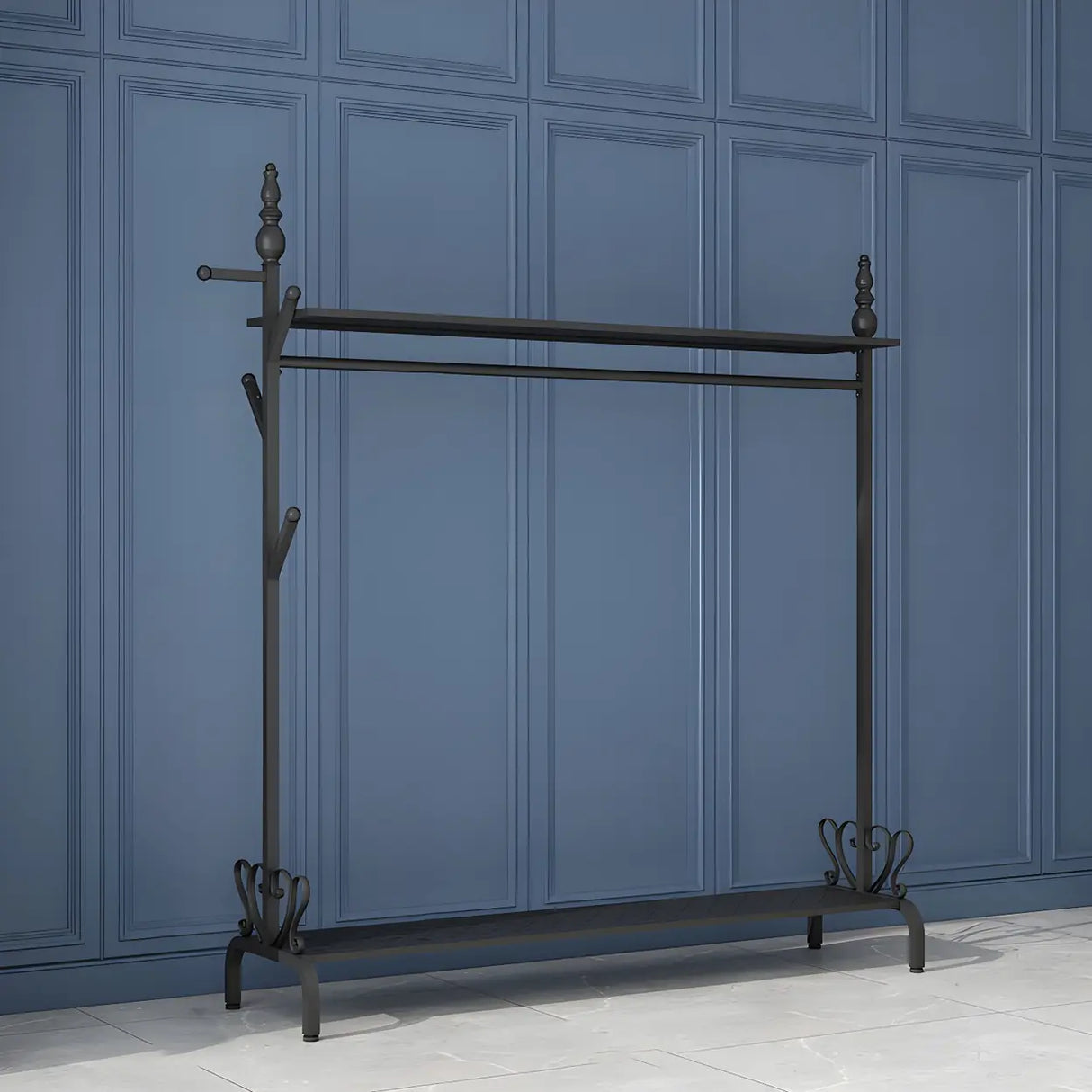 Modern Metal White Freestanding Coat Rack with Storage Image - 25