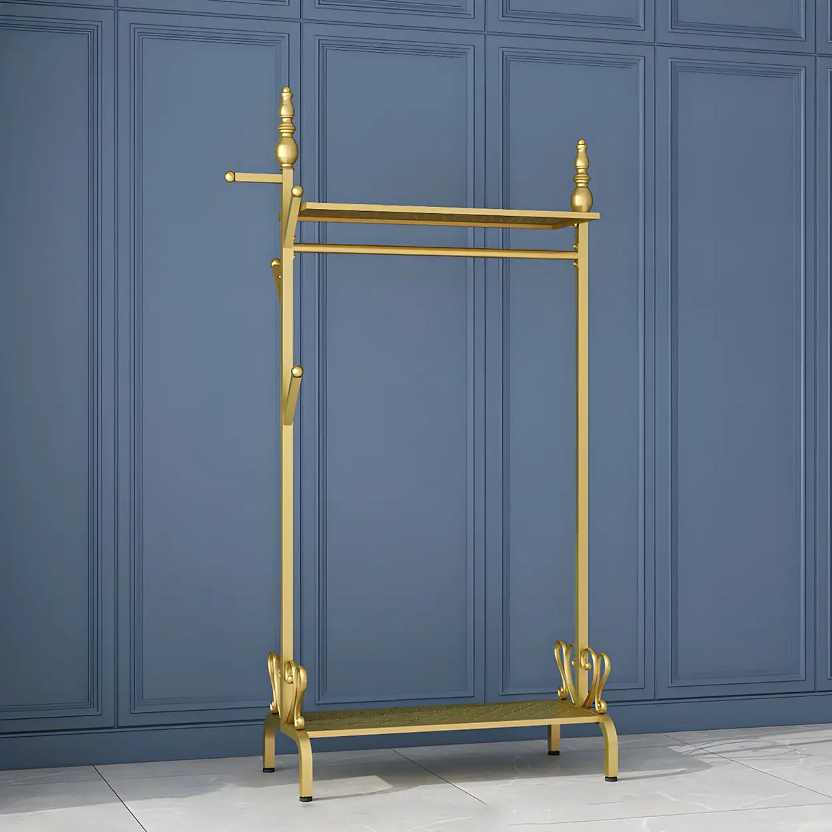 Modern Metal White Freestanding Coat Rack with Storage Image - 7