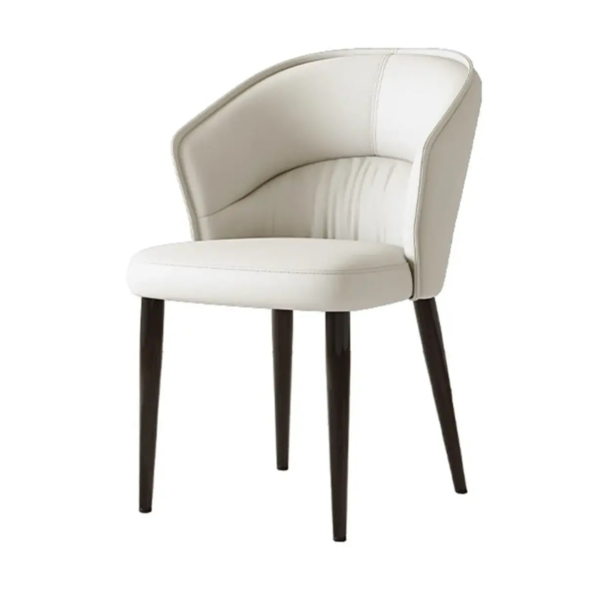 Modern Mid Back Upholstered Faux Leather Arm Dining Chair Image - 4