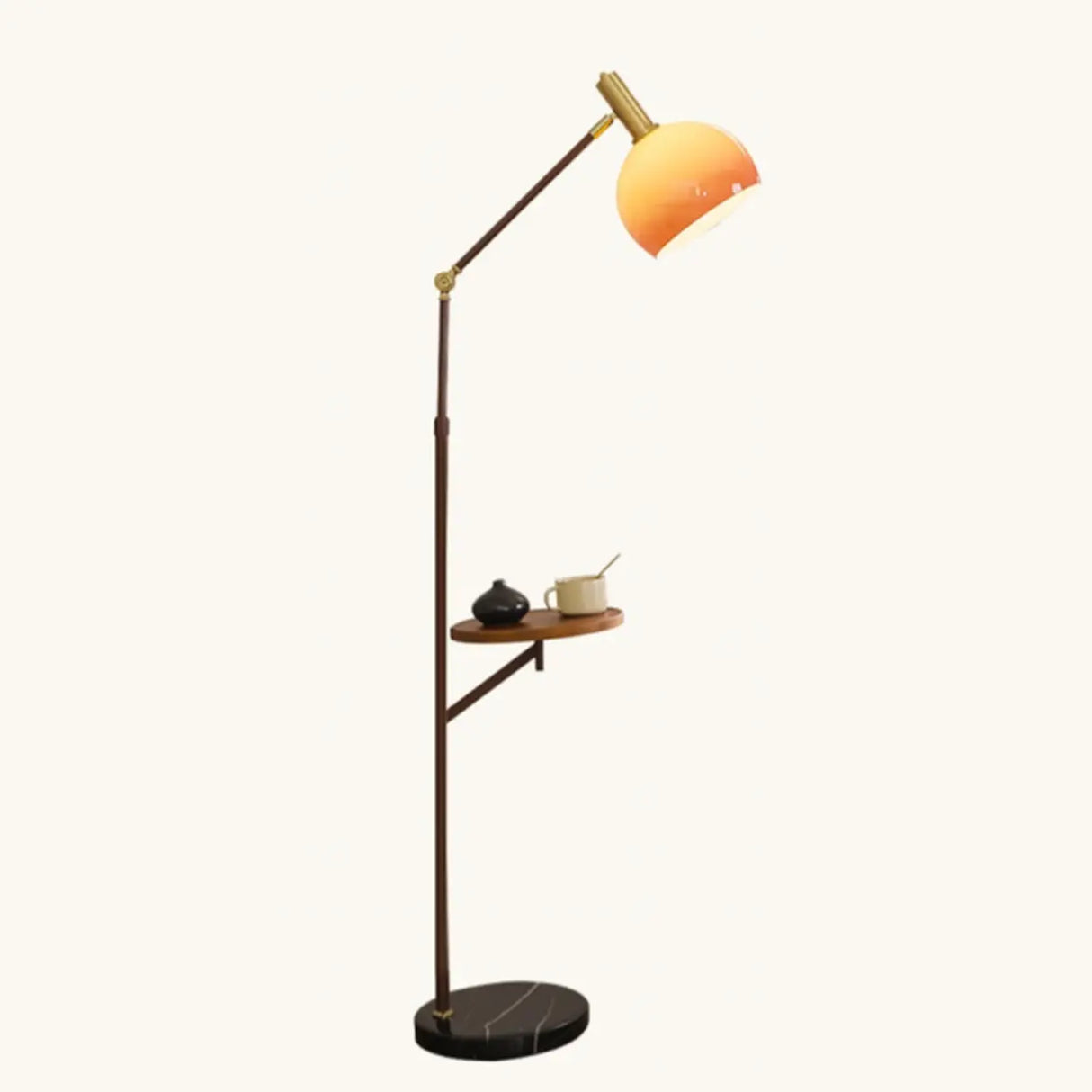 Modern Mid-Century Orange Arc Floor Lamp Image - 7