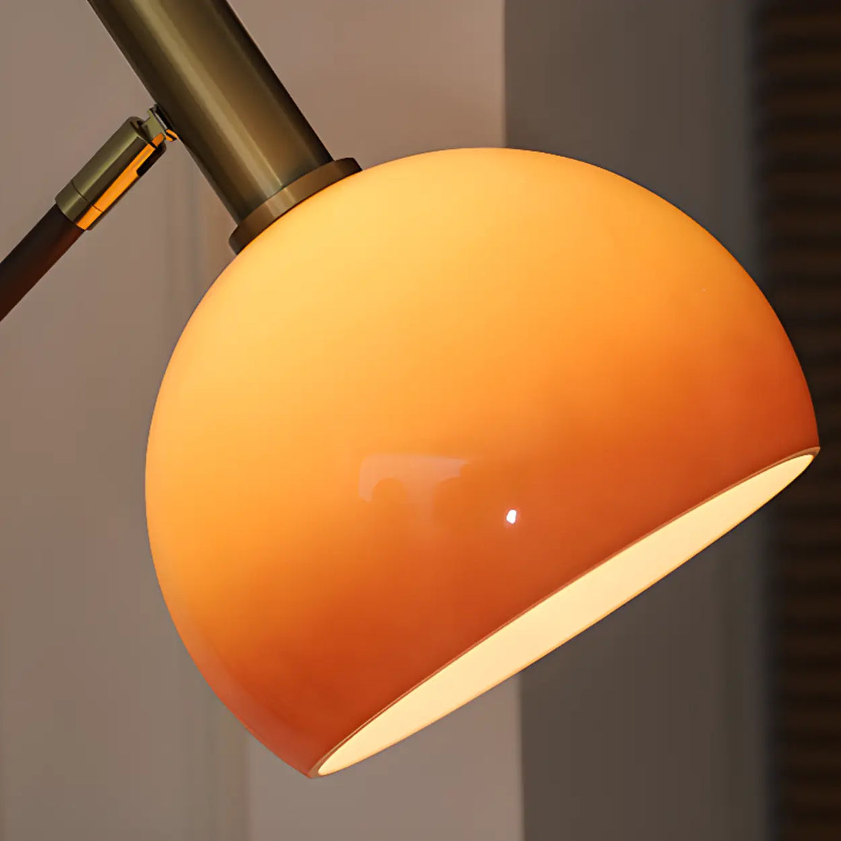 Modern Mid-Century Orange Arc Floor Lamp Image - 9