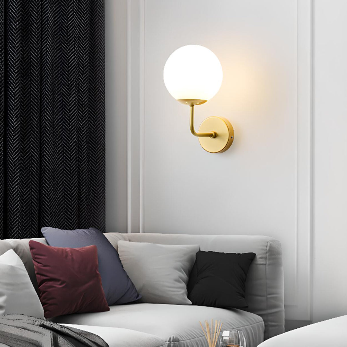 Modern Mini Black Globe LED Metal Wall Sconce Image - 2