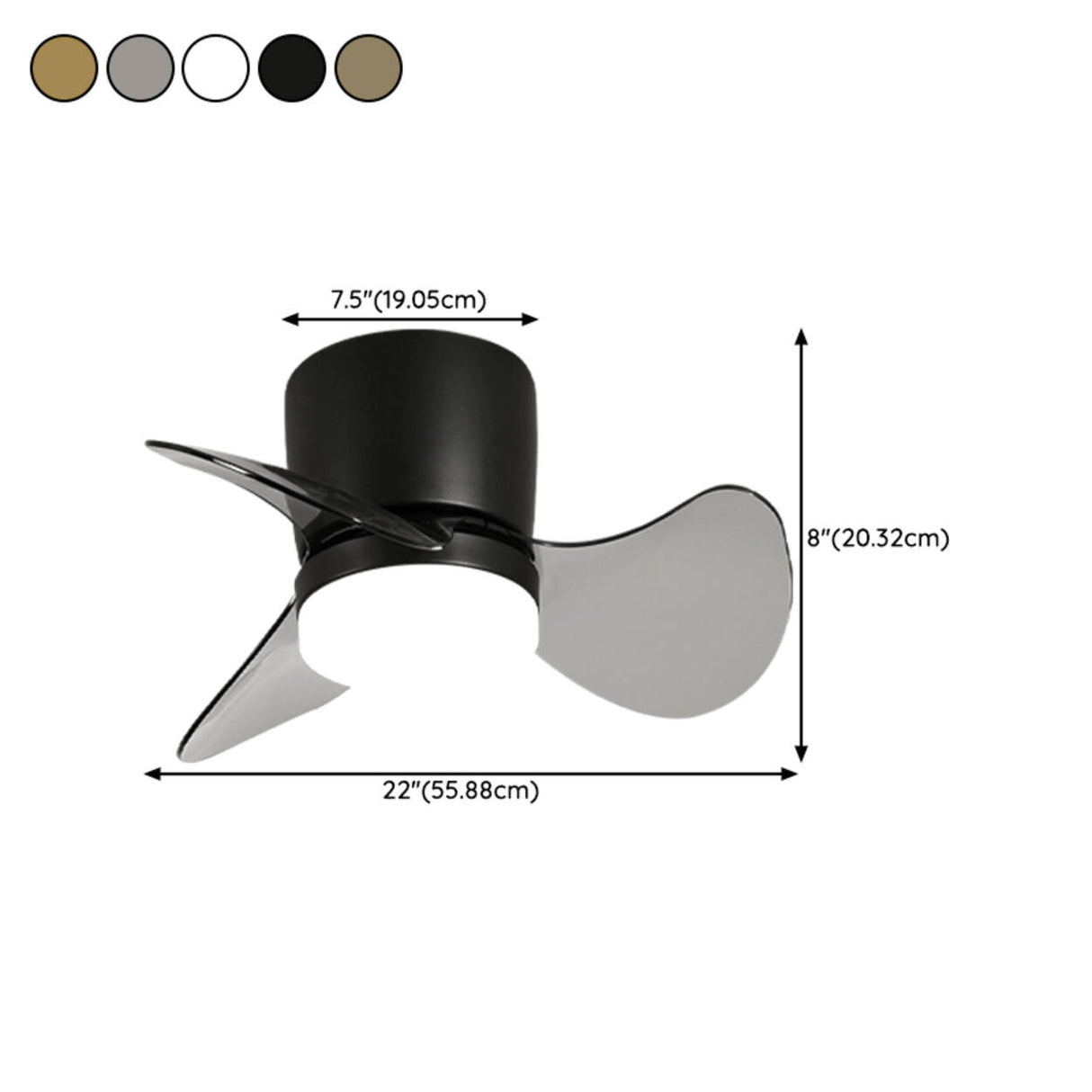 Modern Mini Flush Mount Metal Ceiling Fan with Light