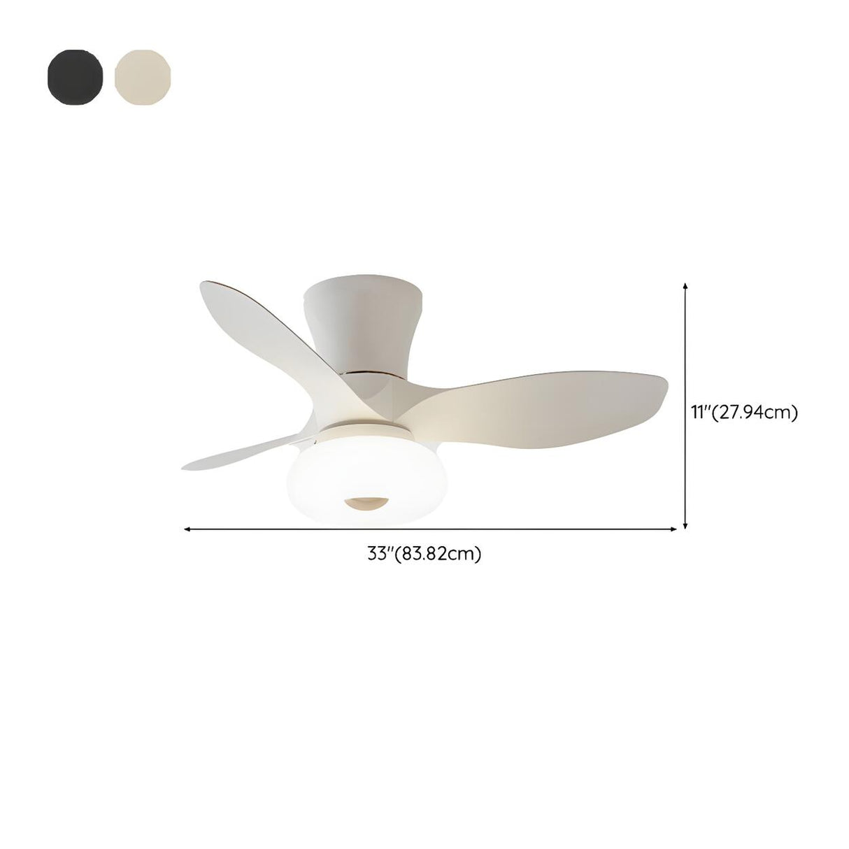 Modern Minimalist 3 Blade Wood Ceiling Fan with Light