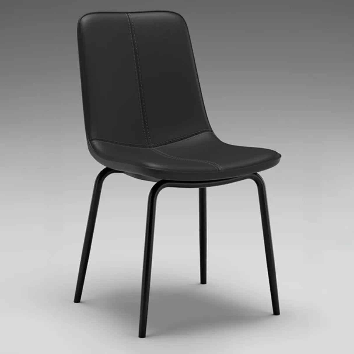 Modern Minimalist Beige Leather Dining Chair with Back Image - 11