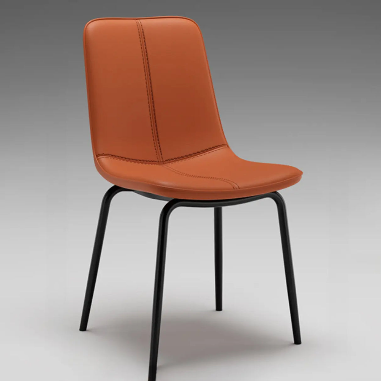 Modern Minimalist Beige Leather Dining Chair with Back Image - 13