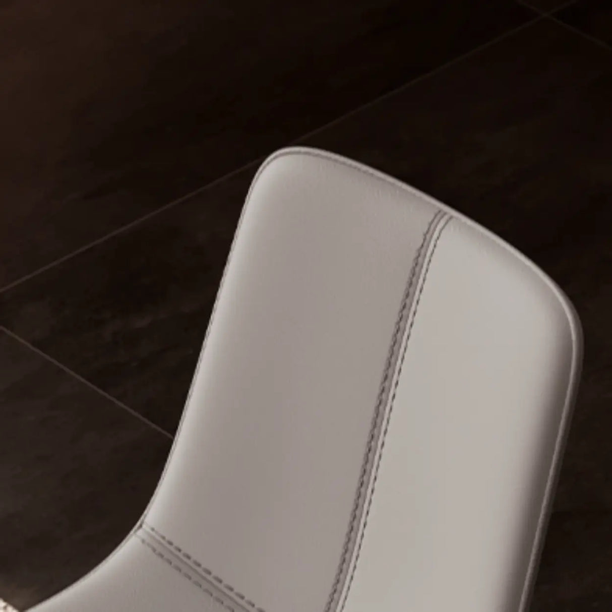 Modern Minimalist Beige Leather Dining Chair with Back Image - 14