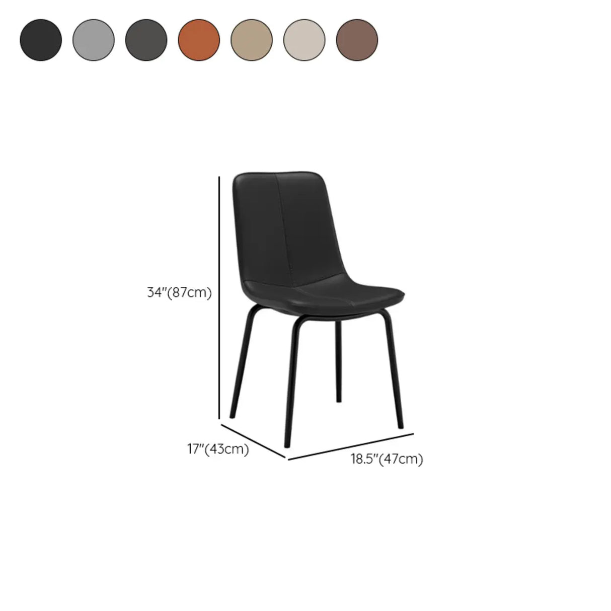 Modern Minimalist Beige Leather Dining Chair with Back
