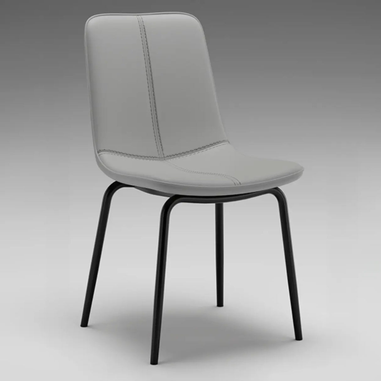 Modern Minimalist Beige Leather Dining Chair with Back Image - 2