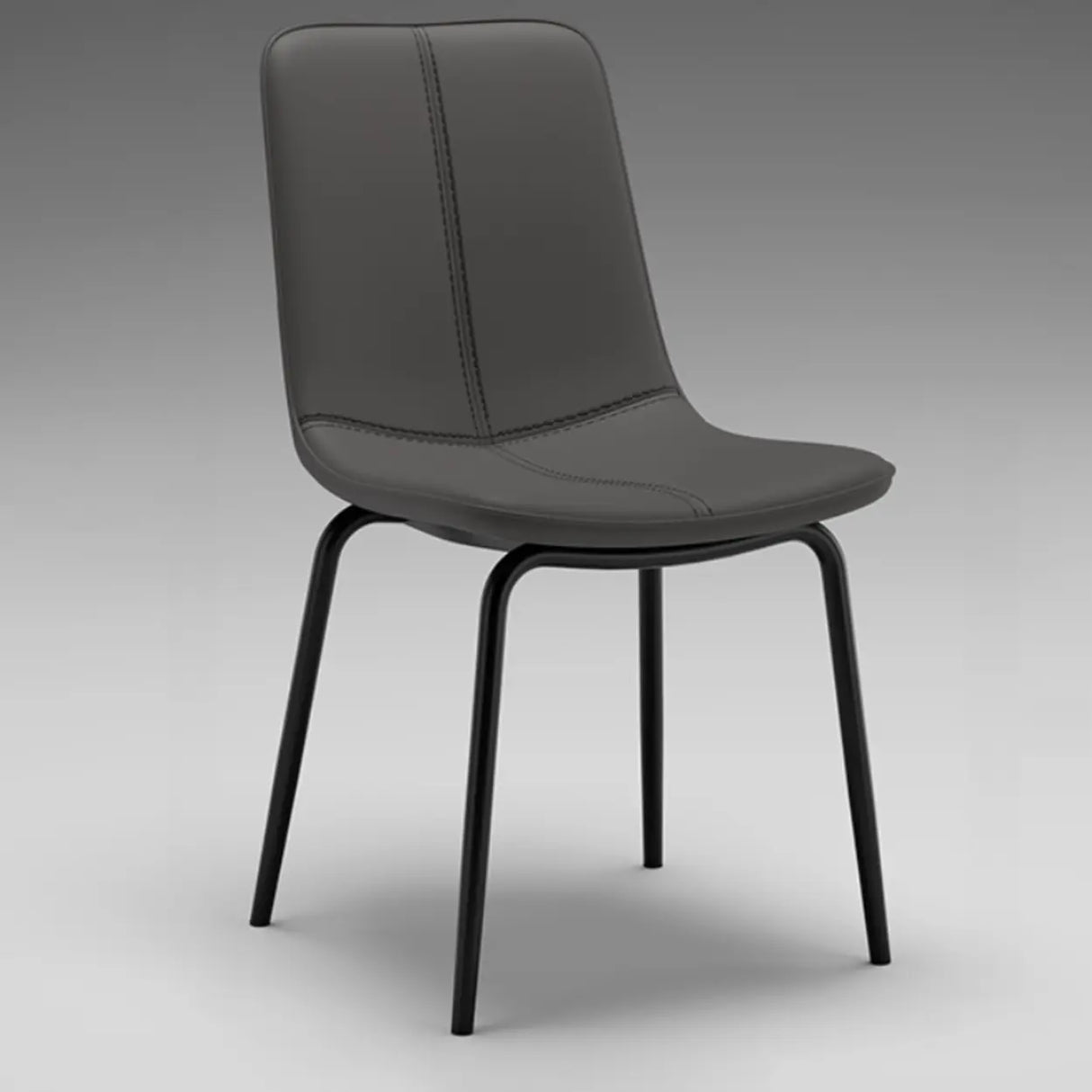 Modern Minimalist Beige Leather Dining Chair with Back Image - 3