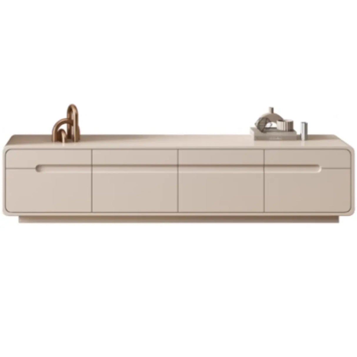 Modern Minimalist Beige TV Stand with Drawers Image - 2