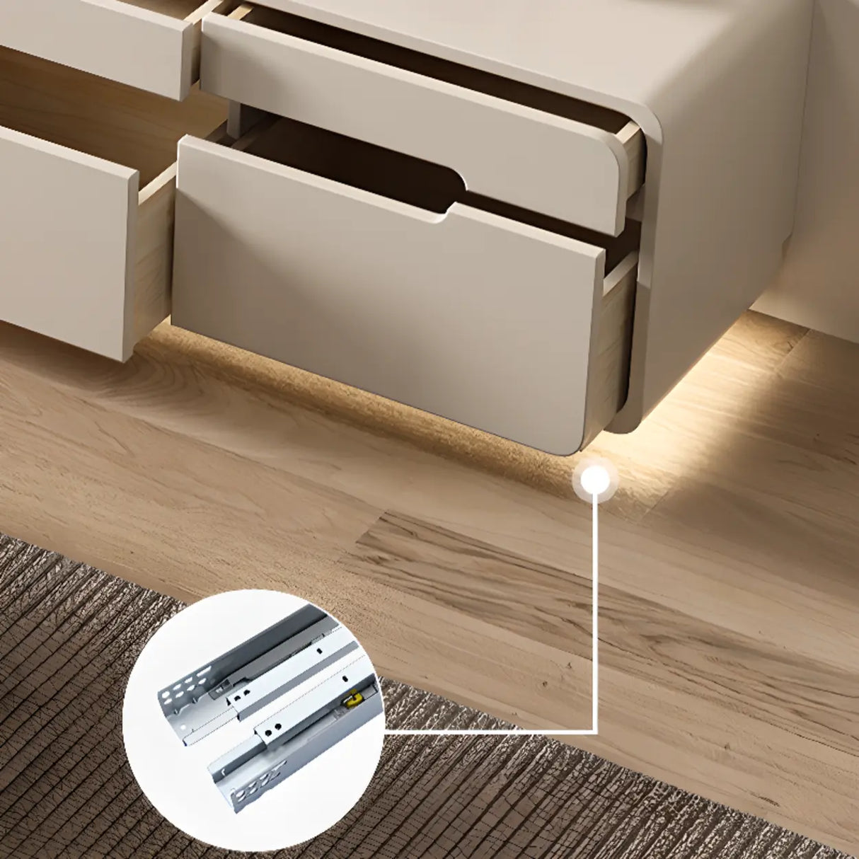 Modern Minimalist Beige TV Stand with Drawers Image - 4