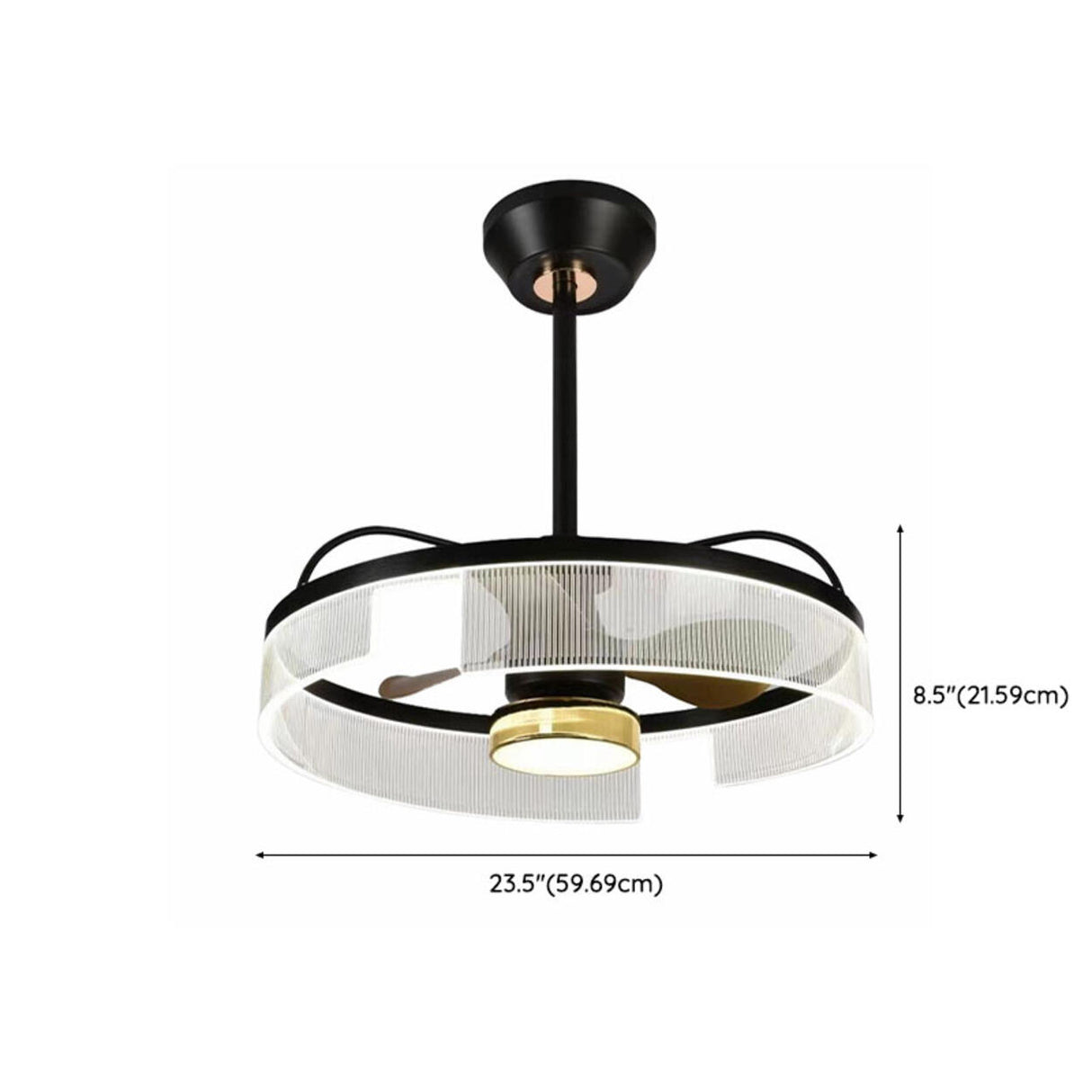 Modern Minimalist Black Circle Ceiling Fan with Light