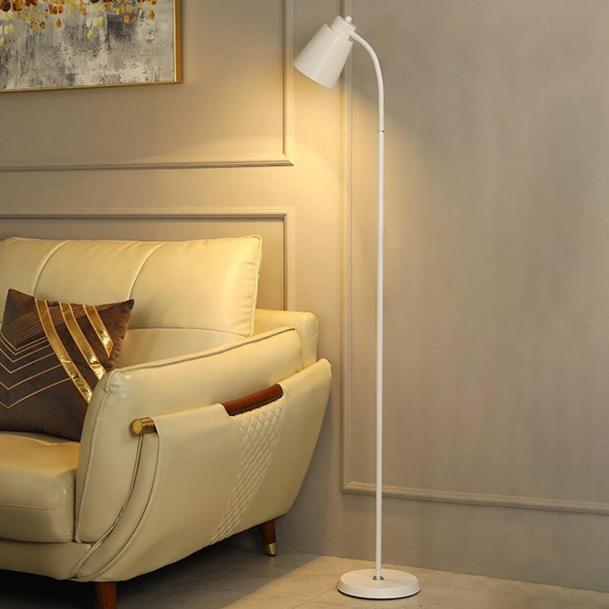 Modern Minimalist Black Metal Barrel Arc Floor Lamp Image - 3