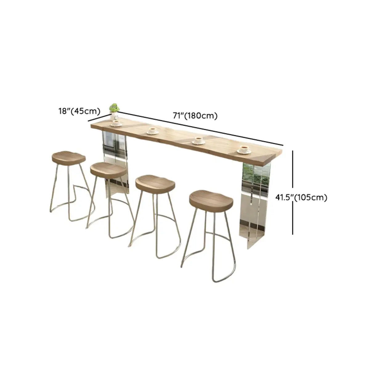 Modern Minimalist Clear Acrylic Pedestal Wood Bar Table Image - 11