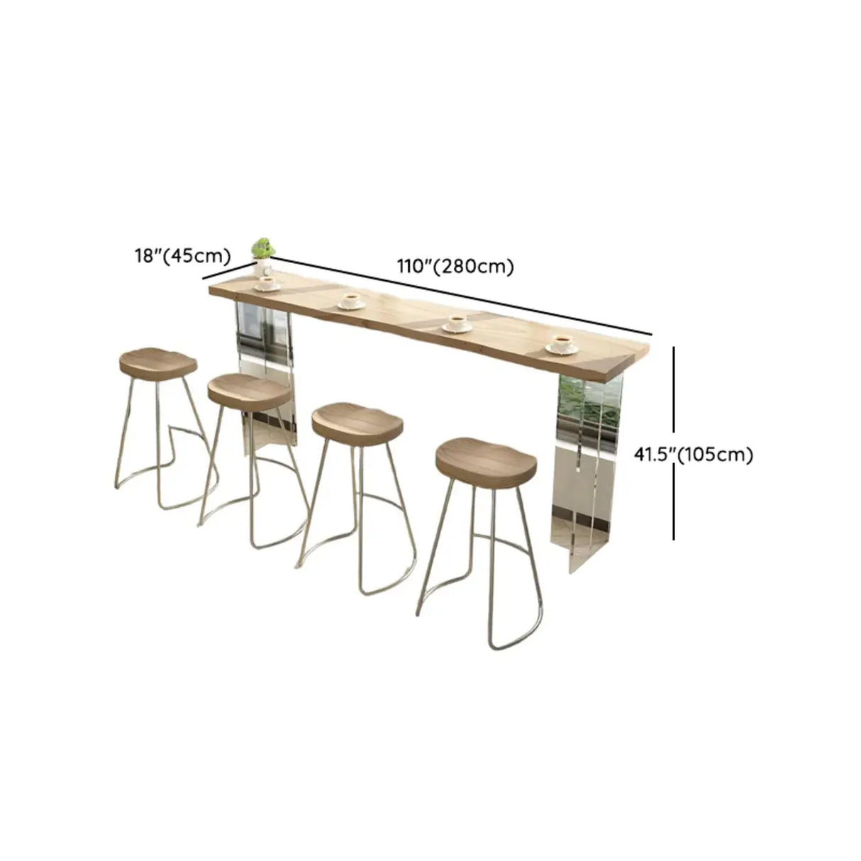 Modern Minimalist Clear Acrylic Pedestal Wood Bar Table Image - 15