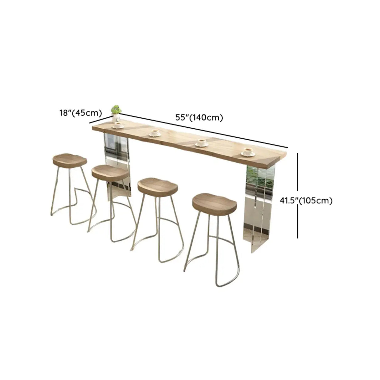 Modern Minimalist Clear Acrylic Pedestal Wood Bar Table Image - 9