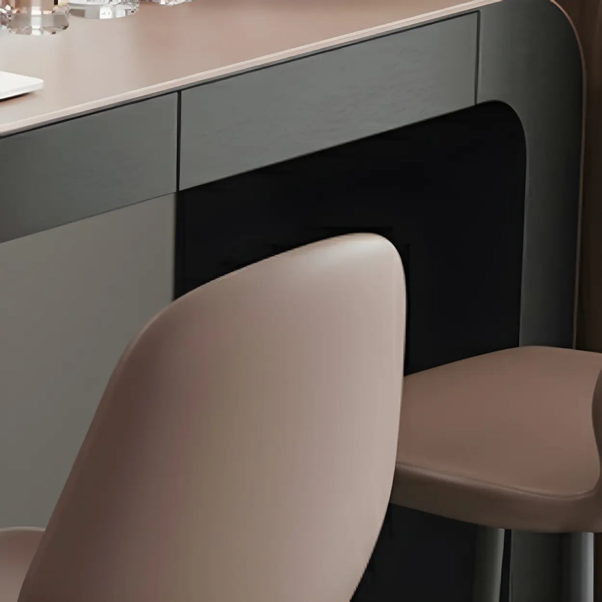 Modern Minimalist Curved Counter Height Wood Bar Table Image - 11