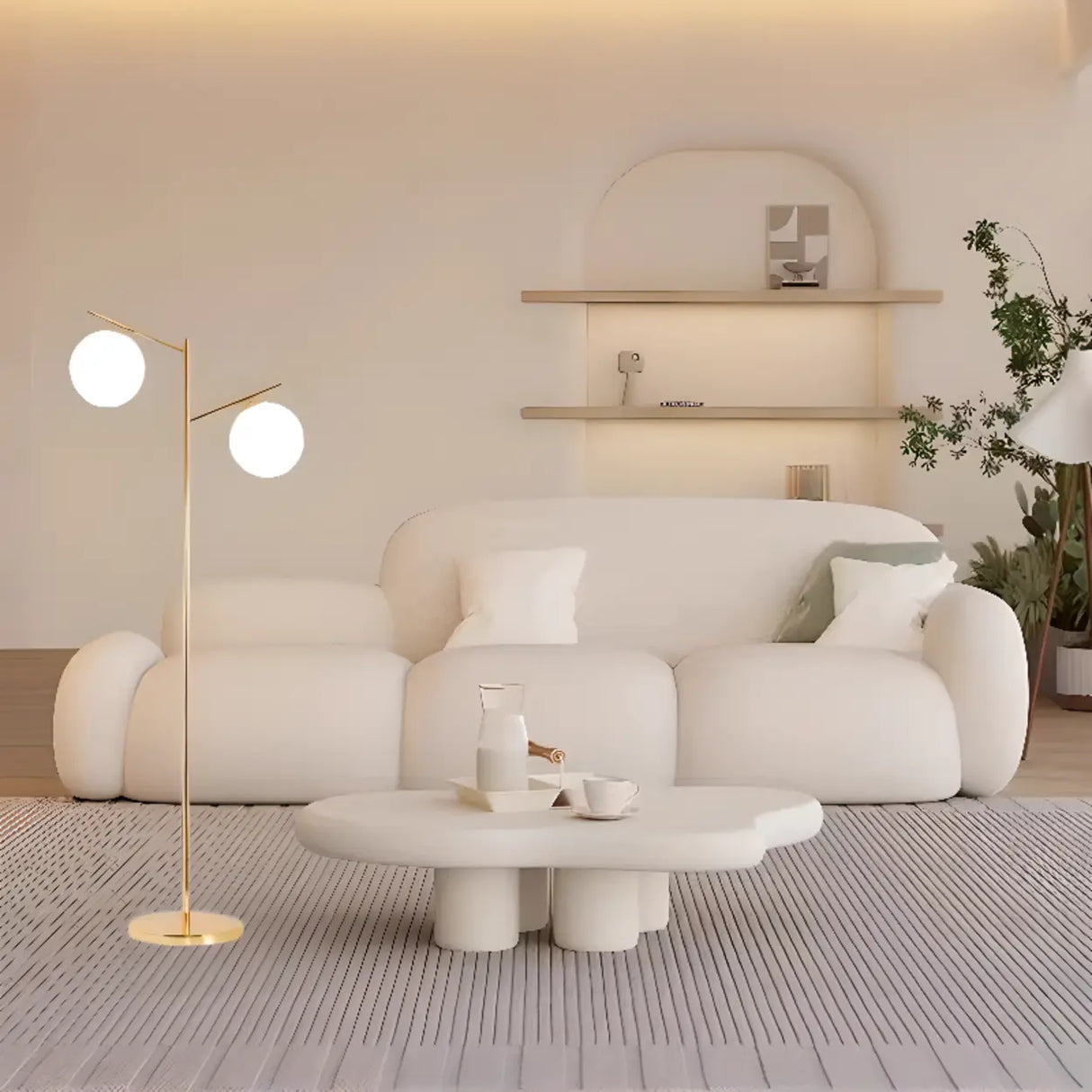 Modern Minimalist Glass Globe Circular Foot Switch Floor Lamp Image - 1