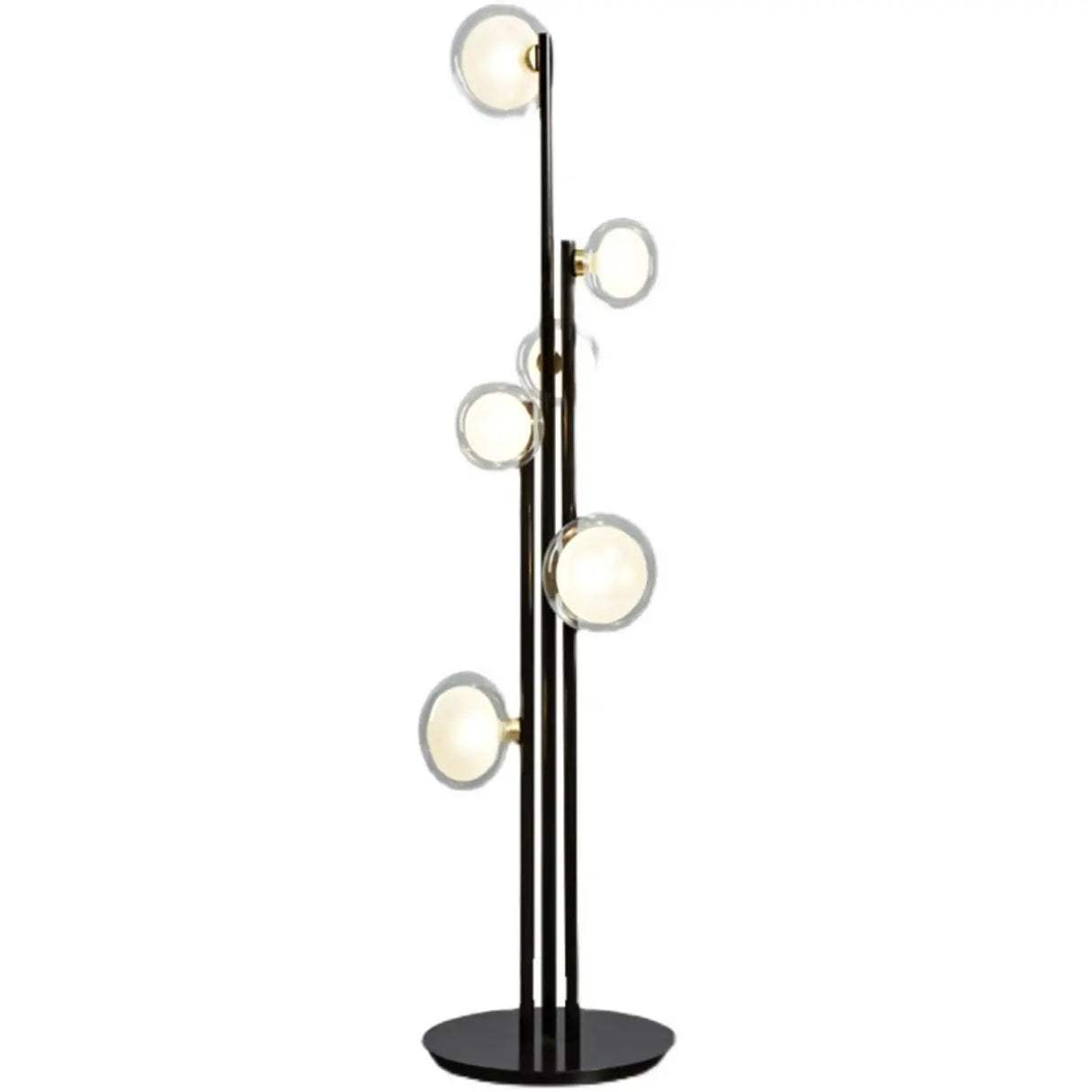 Modern Minimalist Glass Globe Circular Foot Switch Floor Lamp Image - 5