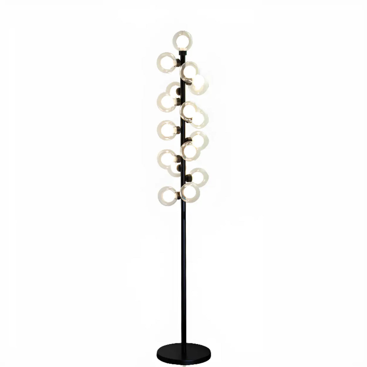 Modern Minimalist Glass Globe Circular Foot Switch Floor Lamp Image - 6