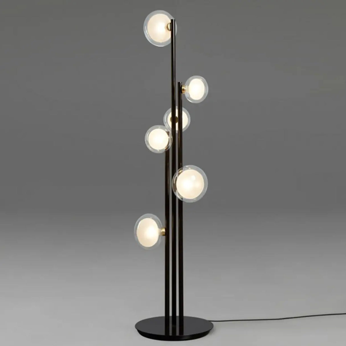 Modern Minimalist Glass Globe Circular Foot Switch Floor Lamp Image - 8