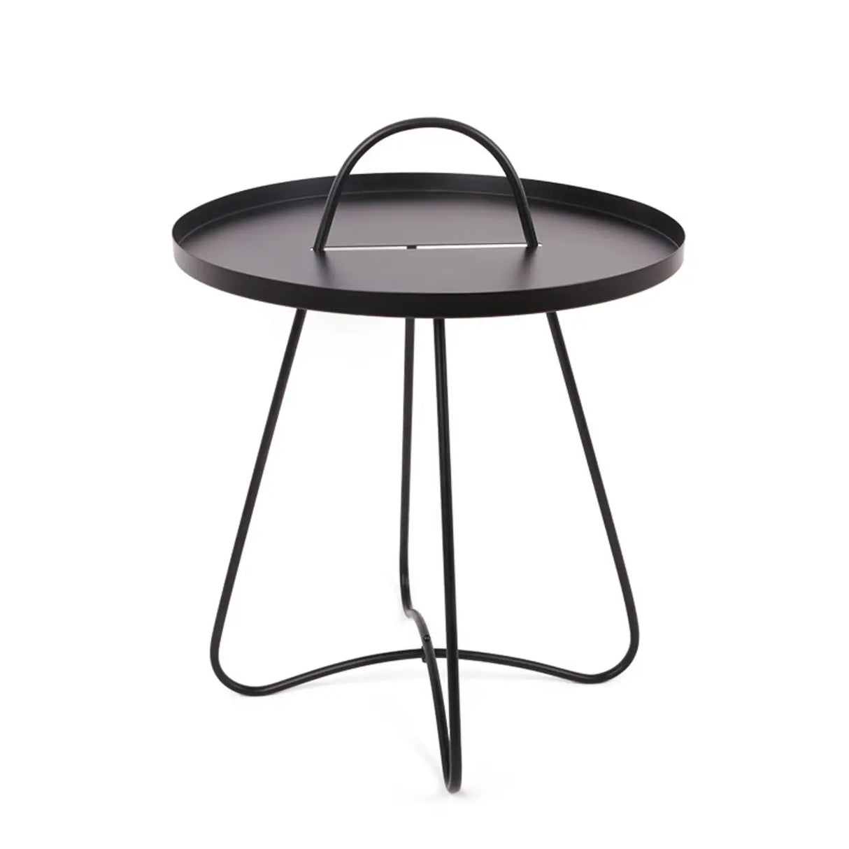 Modern Minimalist Metal Black Small Round Side Tables Image - 3
