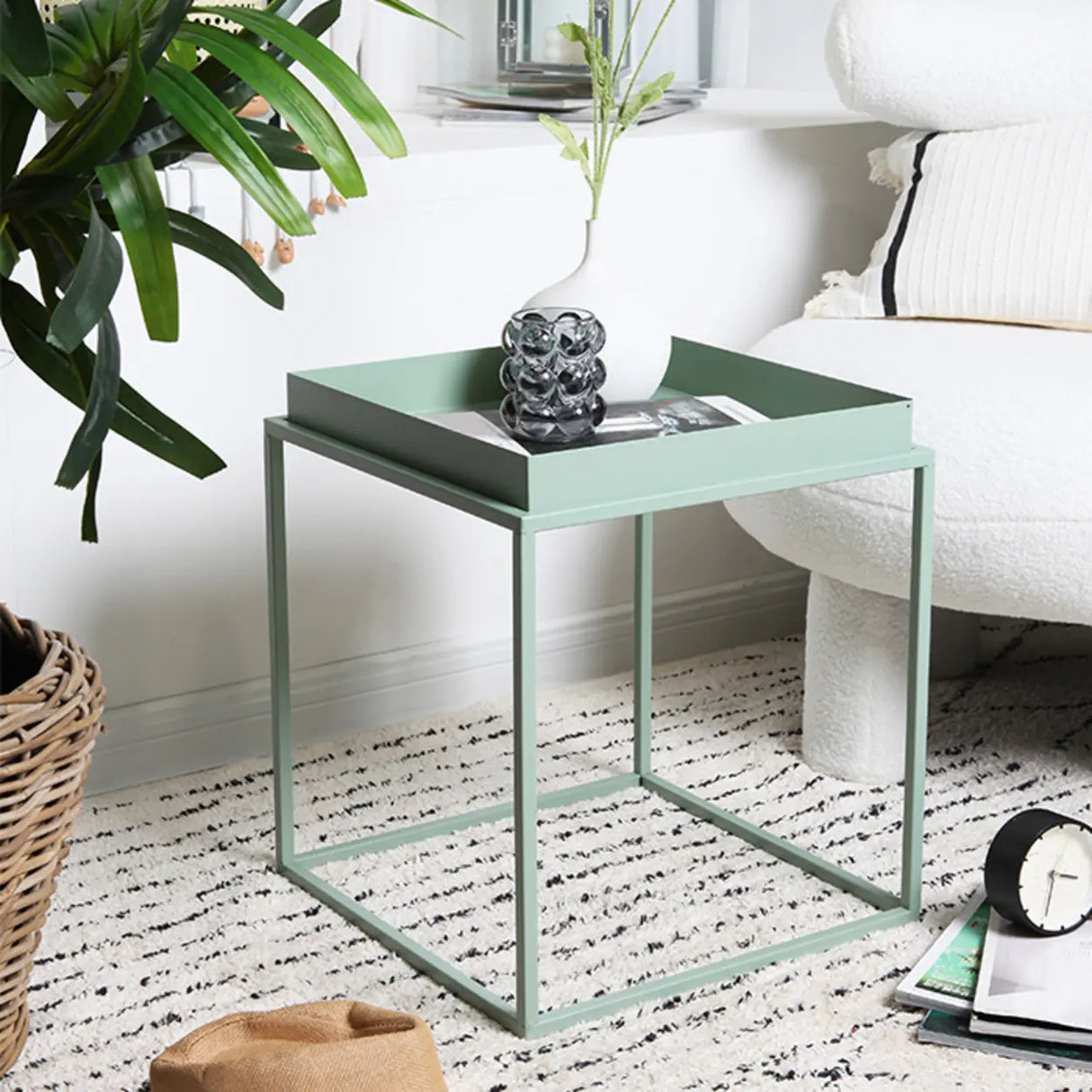 Modern Minimalist Metal Black Small Round Side Tables Image - 8