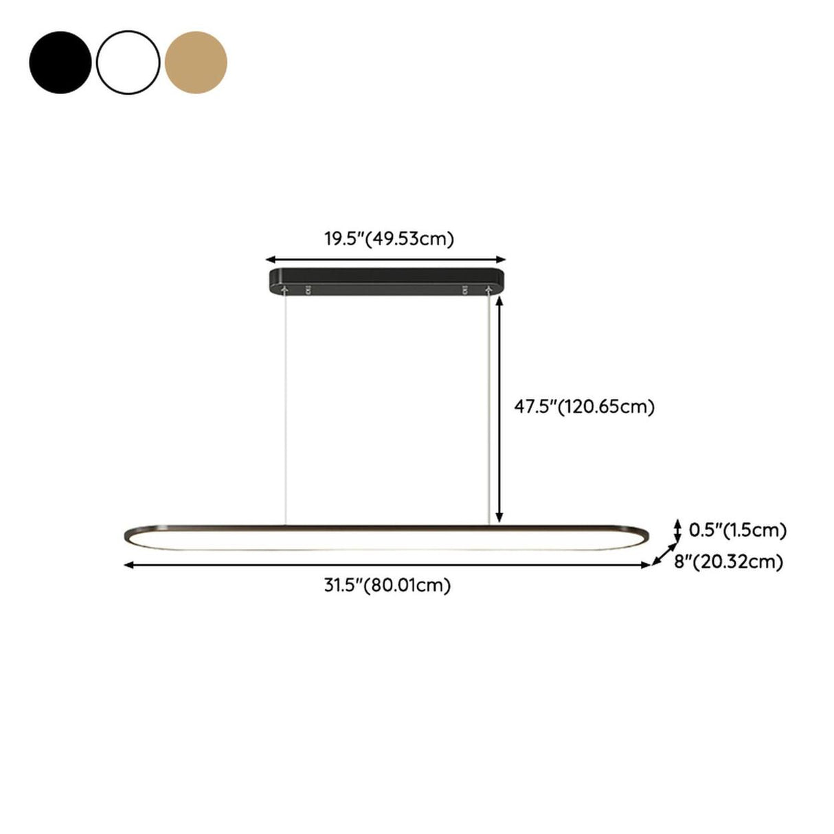 Modern Minimalist Oval Metal Island Pendant Light