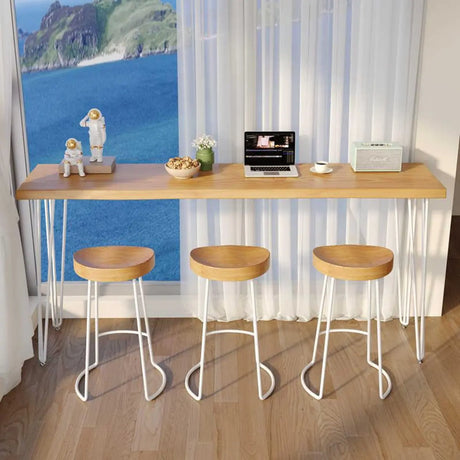 Modern Minimalist 	Rectangular Slim Natural Bar Table Image - 1