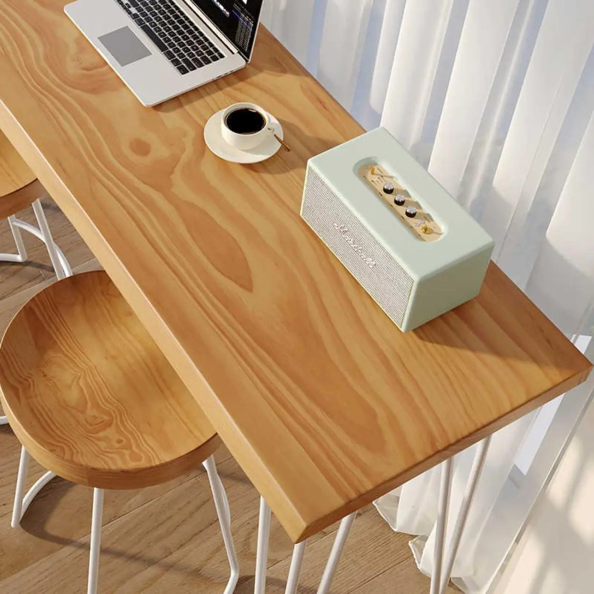 Modern Minimalist 	Rectangular Slim Natural Bar Table Image - 4
