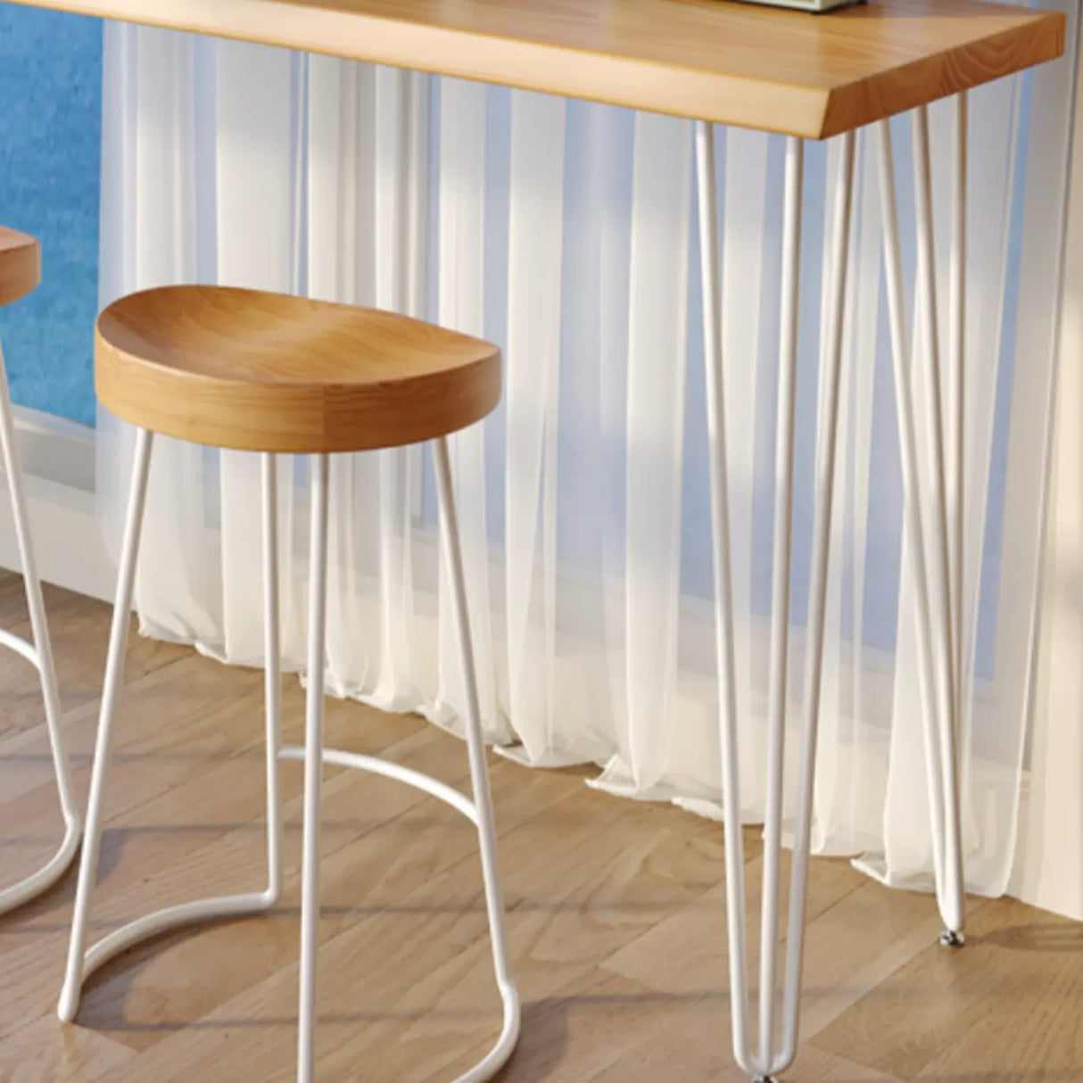 Modern Minimalist 	Rectangular Slim Natural Bar Table Image - 5