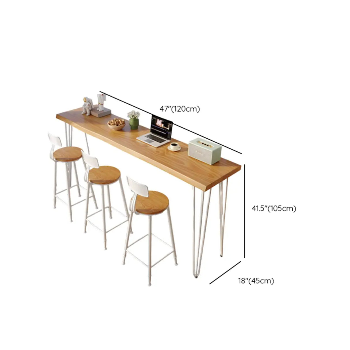 Modern Minimalist 	Rectangular Slim Natural Bar Table