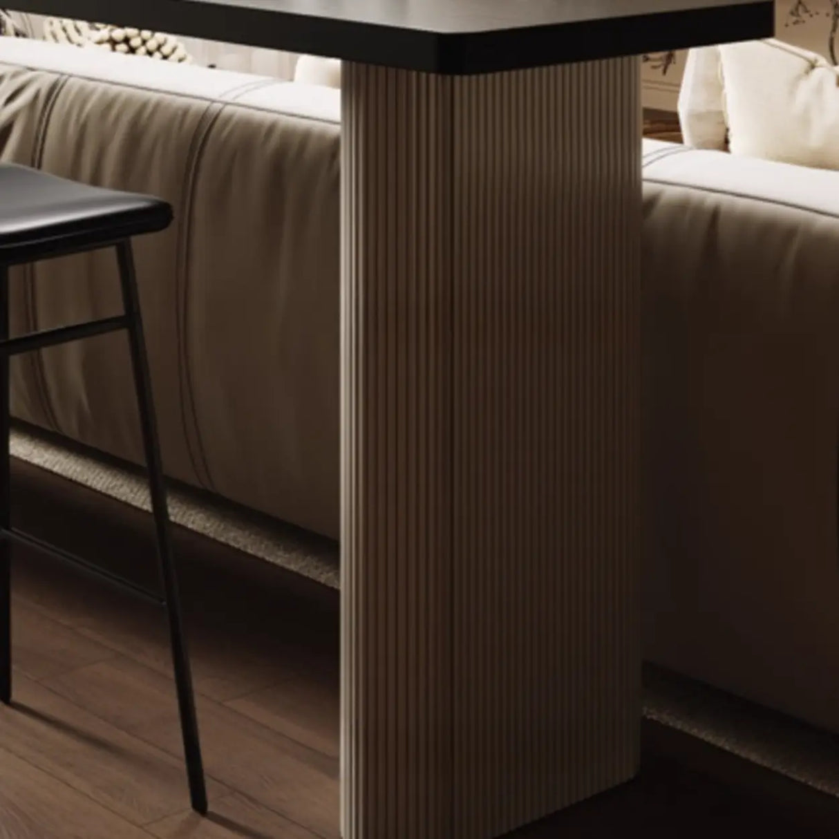 Modern Minimalist Rectangular Wood Sofa Bar Table Image - 5