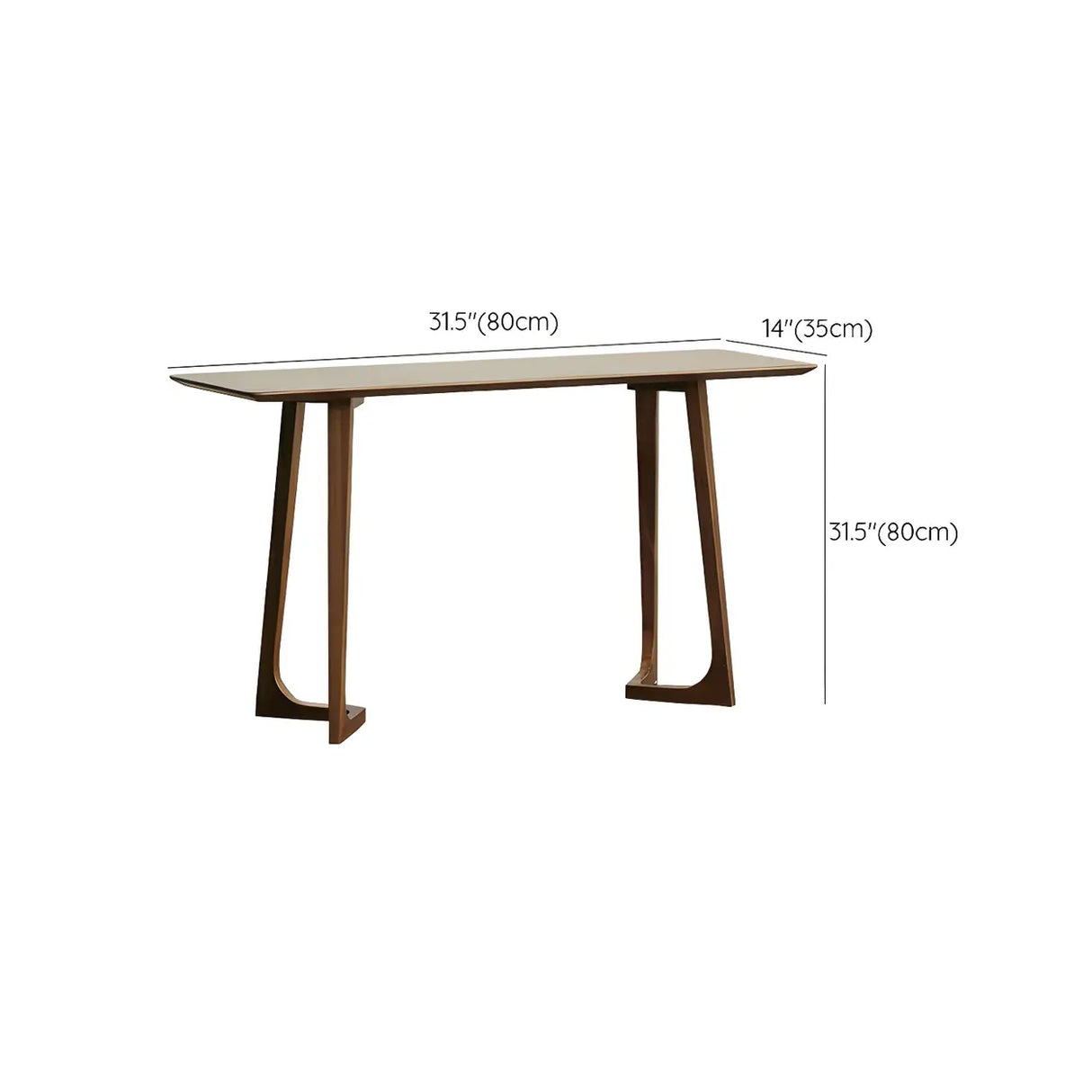 Modern Minimalist Rectangular Wooden Brown Console Table Image - 11