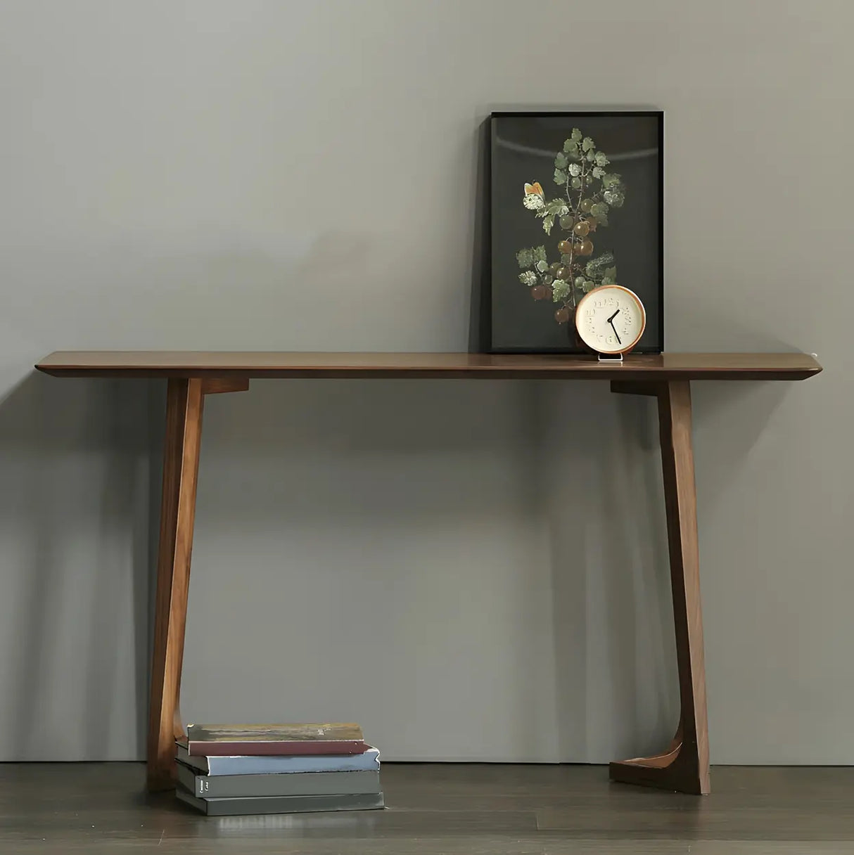 Modern Minimalist Rectangular Wooden Brown Console Table Image - 4